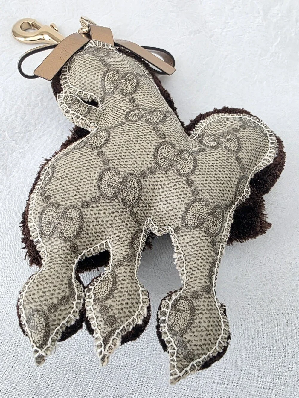Auth Gucci GG Poodle Plush Key/Bag Charm